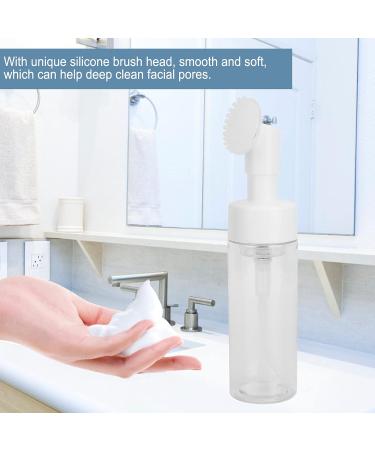 Foaming Bottle with Silicone Brush Head Prevent Water Leakage Convenient Fill Water Round Bottom Press Foaming Pump Transparent Lotion or Facial Cleanser Bottling (100ML) - Buy Online on GoSupps.com
