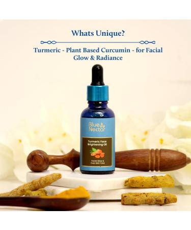 Blue Nectar Turmeric Facial Oil for Skin Brightening | Plant Based Skin Glow | Tan Removal Face Serum for Women & Men (16 Herbs 30ml) - Buy Online on GoSupps.com