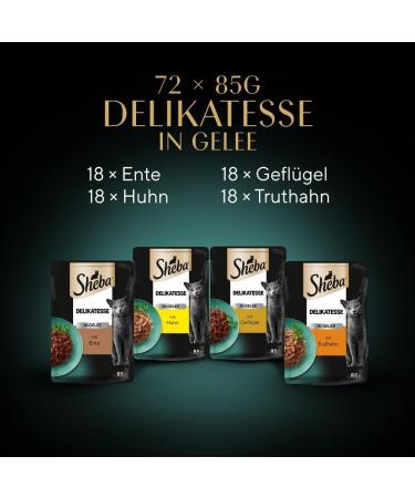 Sheba Katznassfutter Delicatesse in Jelly - 72x85g Fine Poultry Wet Cat Food (Duck Chicken & Turkey) - International Shipping Available - Buy Online on GoSupps.com