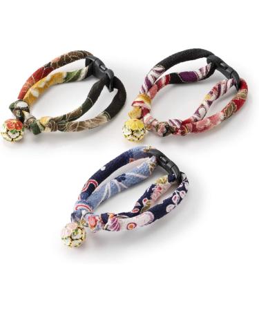 Chirimen Plum Blossom Cat Collar - Handcrafted in Japan - Kimono Fabric - Green - Buy Online on GoSupps.com