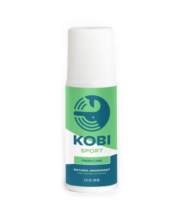 Kobi Sport Deodorant for Boys - 24 Hour Odor Protection for Active Kids & Teens - Natural & Aluminum-Free - Made in USA - Fresh Lime Scent Sweet Lime
