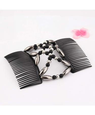 Beads Hair Combs Magic Elastic Hair Clips Stretchy Hair Comb Double Clips For Women Girls Hair Accessory - Buy Online on GoSupps.com