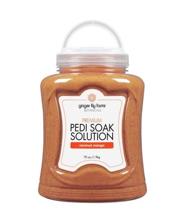 Ginger Lily Farms Botanicals Premium Pedi Soak Solution with Epsom Salt and Sea Salt  100% Non-Staining  Non-Foaming  Coconut Mango Scent  70 Ounces