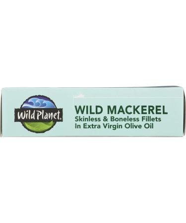 Wild Planet Wild Mackerel Fillets in Organic Extra Virgin Olive Oil | Skinless & Boneless | 4.4 oz (Pack of 12) | Mercury Tested - Buy Online on GoSupps.com