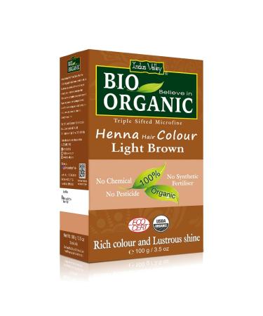 Indus Valley Bio Organic Natural Henna Powder For Hair Dye Light Brown- 3.5 oz