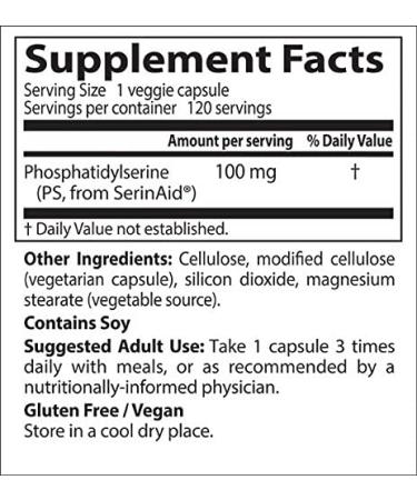 Doctor's Best Phosphatidylserine 100 mg - 120 Veggie Caps for Cognitive Support - Buy Online on GoSupps.com