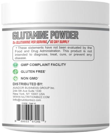 Buy Unflavored Glutamine Powder 300g | 60 Days Supply | 5g L-Glutamine per Serving - International Shipping Available - Buy Online on GoSupps.com