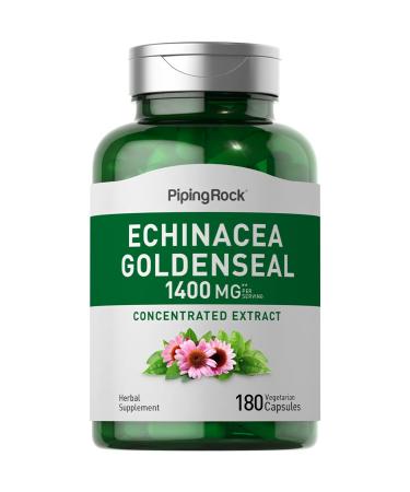 Piping Rock Echinacea Goldenseal Capsules 1400mg | 180 Capsules | Herbal Supplement | Concentrated Extract | Vegetarian  Non-GMO  Gluten Free