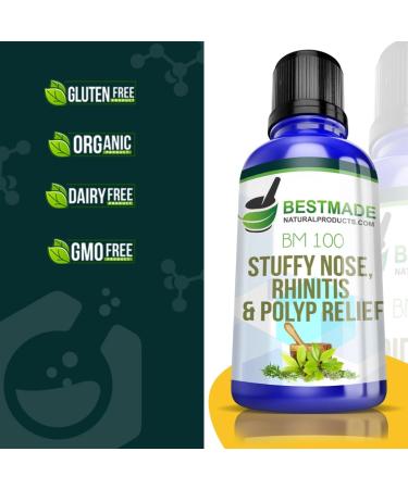 Best Made Natural Products Stuffy Nose & Sinus Relief - BM100 Drops for Rhinitis Congestion & Allergies - Buy Online on GoSupps.com