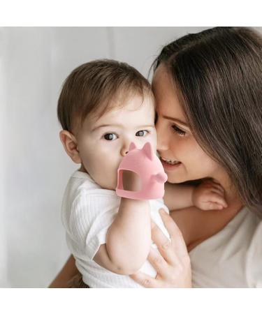 Cute Pink Cat Baby Teether - Food Grade Silicone Teething Toy for 3+ Months | Pain Relief & Sucking Needs | Washable & Reusable - Buy Online on GoSupps.com