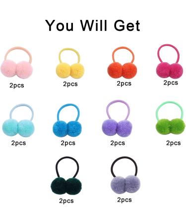 20 Pcs Pom Ball Elastic Hair Ties Fluffy Ball Hair Ties PomPom Hair Band for Girls Toddlers Pigtail Ball Ponytail Holders for Girls - Buy Online on GoSupps.com