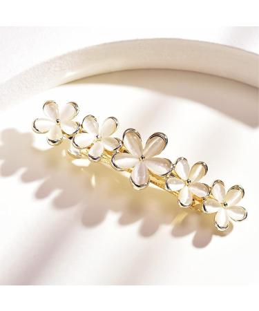 Antique Crystal Barrette Gold Flower Hair Clip | Elegant Jewelry Hair Accessory for Women | Bridal Wedding Gift - Buy Online on GoSupps.com