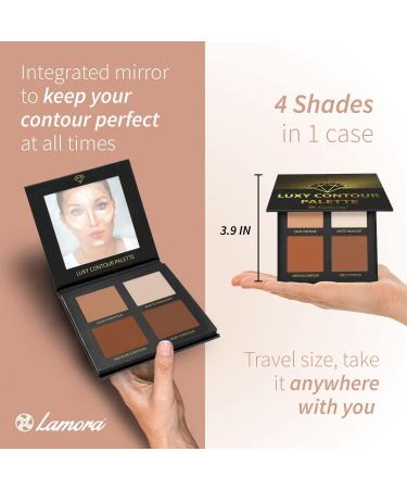 Contour Palette Makeup Powder Kit - With Mirror For Light To Medium Dark Skin - 4 Highly Pigmented Matte Colors For Contouring And Highlighting - Vegan Cruelty Free And Hypoallergenic - Buy Online on GoSupps.com