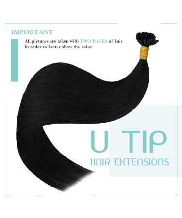 Youngsee Real Hair Extensions - Black U-Tip Bondings 45cm 50g Remy Keratin Hot Fusion for Beautiful Hair - Buy Online on GoSupps.com