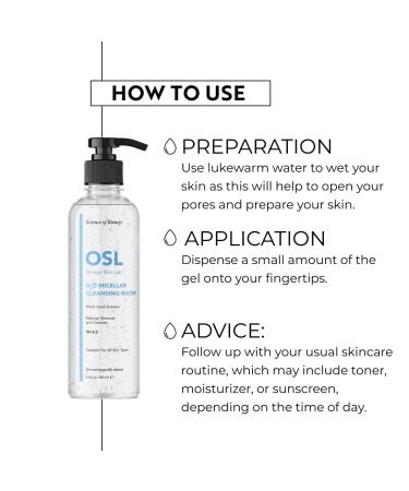 Osl Omega Skin Lab H2O Mizelle Cleaning Water 200ml - Gentle Micellar Makeup Remover with Hamamelis Extract | Daily Facial Cleanser - Buy Online on GoSupps.com