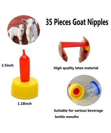 Xary 35 PCS Soft Silicone Goat Nipples for Feeding - Farm Supplies for Sheep, Goat, Lamb, and Puppy Nursing - Buy Online on GoSupps.com