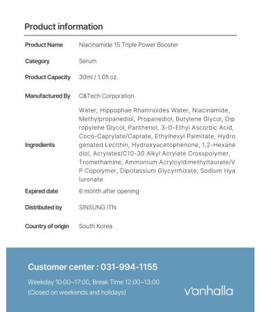 V'anhalla Niacinamide 15 Triple Power Booster 1.01 fl.oz. | Vegan Pore Minimizing Hydrating Lightweight Daily Serum - Buy Online on GoSupps.com