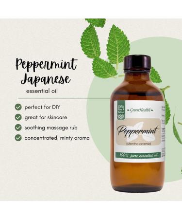 GreenHealth Peppermint Essential Oil 2 fl oz 100% Pure & Natural Strong Menthol Aroma Steam-Distilled for Diffusers Cleaning DIY and Aromatherapy - Buy Online on GoSupps.com