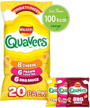 Walkers Quavers Variety Snacks 20X16g Walkers Crips Under 100 Calories 20 Flavors Cheese Prawn Cocktail BBQ Sauce Potato Snack - Buy Online on GoSupps.com