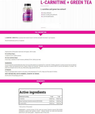 Trec Nutrition L-Carnitine + Green Tea 180 Capsules - Boost Metabolism & Energy | Buy Online Worldwide - Buy Online on GoSupps.com