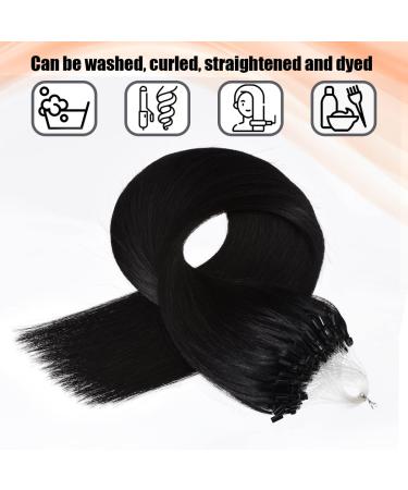 Premium Real Hair Extensions - 100 Strands Micropoint 0.5g each 35.6 cm Jet Black Brazilian Remy Hair - Buy Online on GoSupps.com