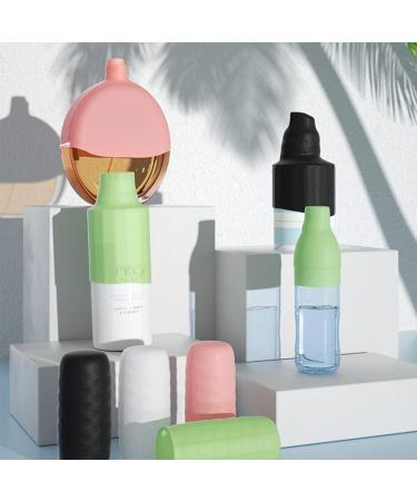 8 Silicone Bottle Covers - Leak-Proof Travel Caps for Shampoo & Shower Gel - Reusable Green & White - Buy Online on GoSupps.com