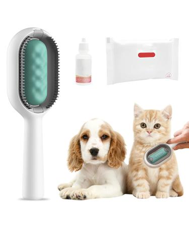 HEKASVM cat brush with water tank animal hair removal comb cleaning brush for animal hair multifunctional animal hair remover 4 in 1 ideal for massage care and hair removal (short hair/blue) - Buy Online on GoSupps.com