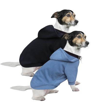 Hualisiji dogs hoodie dog sweater small dogs chihuahua sweater warm and light with a soft texture easy to wear and light colors (s black+haze blue) S 2PCs black+haze blue