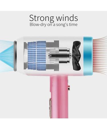 1800W Professional Ionic Hair Dryer with Diffuser Power Hairdryer Lightweight Hair Dryer with Concentrator Attachments Fast Drying Time and Low Noise For Household Travel Office (Pearl White) - Buy Online on GoSupps.com
