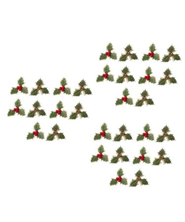 Zerodeko 60 Pcs Small Golden Fruit Green Leaves Red Christmas Plug-in Plastic Golden+redx3pcs 13.5X13.5X2.5CMx3pcs