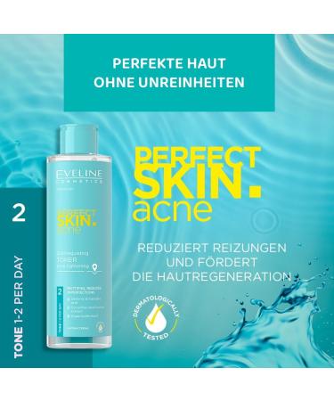 Eveline Cosmetics - Perfect Skin Acne Toner Face Sebo-Regulating Pore Refining Facial Toner Tonic Face Cleansing Water Face Face Toner - Buy Online on GoSupps.com