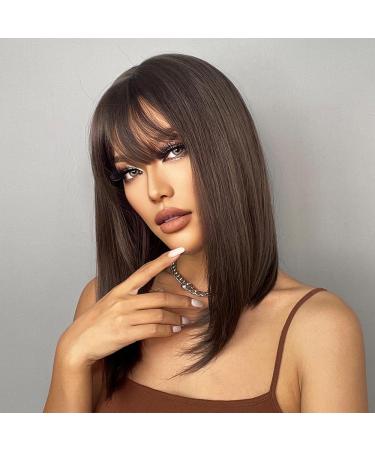 Shop Shoulder Length Brown Wigs for Women | Glueless Synthetic Dark Brown Wigs for Daily Use - Buy Online on GoSupps.com