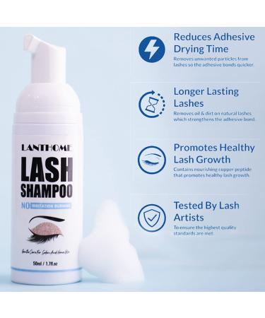Eyelash Shampoo & Cleaner for Extensions | 50ml Eyelash Make-Up Remover with 2 Brushes | Salon & Home Use - Buy Online on GoSupps.com