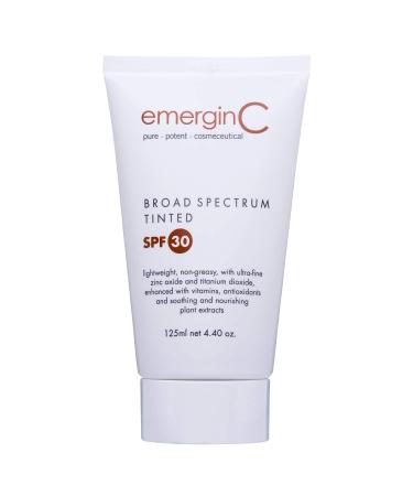 emerginC Sun SPF 30+ Tinted Non-Greasy Sunscreen - Face Sunscreen with Zinc Oxide  Vitamin C + Aloe (4.4 oz  125 ml)