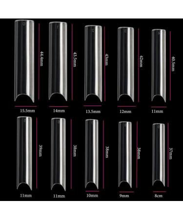 MWOOT 500PCS Extra Long False Nail Tips - XXL C Curve Acrylic Half Cover Coffin Shape French Fake Nails for Nail Art Manicure - 10 Sizes (Clear) - Buy Online on GoSupps.com