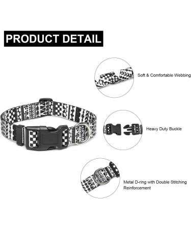 Mercano Adjustable Dog Collar - Soft Nylon Comfort & Robust Design for Small to Medium Dogs - Black & White Pattern - Buy Online on GoSupps.com