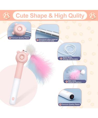 Interactive Cat Laser Toy with Feather Wand, Retractable Cat Wand Toy with Teasers - Bird, Plush Ball, Fuzzy Worm - Buy Online on GoSupps.com