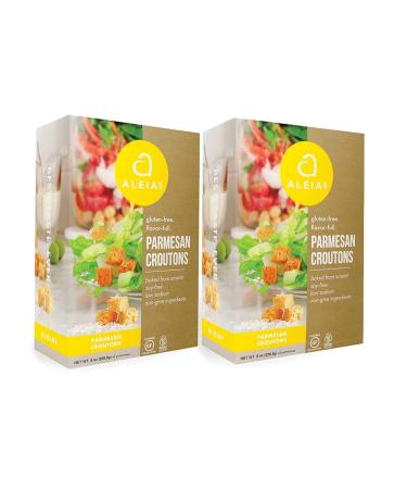 ALEIA'S BEST. TASTE. EVER. Parmesan Croutons - 8oz/2 Pack - Seasoned Croutons for Salads and Soups, Certified Gluten Free, Soy Free, Corn Free, Low Sodium Parmesan Croutons 8 Ounce (Pack of 2)
