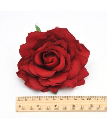 2 in 1 Artificial Big Rose Flower Hairpin Hair Clips Flower Brooch for Women Party (Dull Red) Dark Red - Buy Online on GoSupps.com