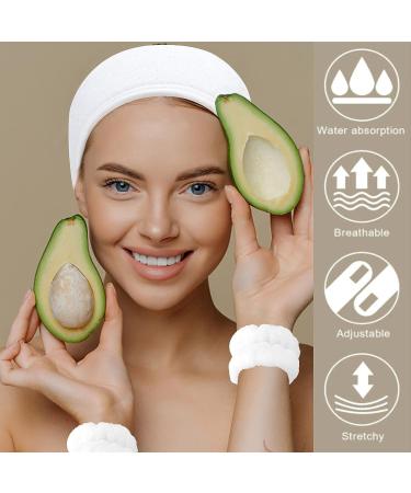 9 PCS Spa Facial Headbands and Wrist Bands Set - Adjustable Hairband for Shower Skincare Makeup - White, Gray, Black - Buy Online on GoSupps.com