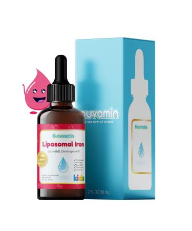 Nuvamin  Liquid Liposomal Iron Drops for Baby Toddlers Kids & Adults 2Fl.Oz (60ml) 120 Daily Serving. Great Taste - All Natural - Vegan - No Metallic Aftertaste Berry Flavor