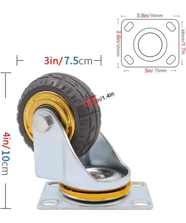 Threaded Shaft Swivel Castors Ball Castors Lockable Bearing with Brake Swivel Casters for Furniture and Workbench Set of 4 Load 400KG(4swivel 3inch) - Buy Online on GoSupps.com