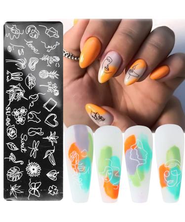 Nail Stamper Kit - 8 PCS Stamping Plates with Art Stamps & Scraper - Flowers, Leaves, Words - Nail Stencils for Reusable Manicure - Buy Online on GoSupps.com