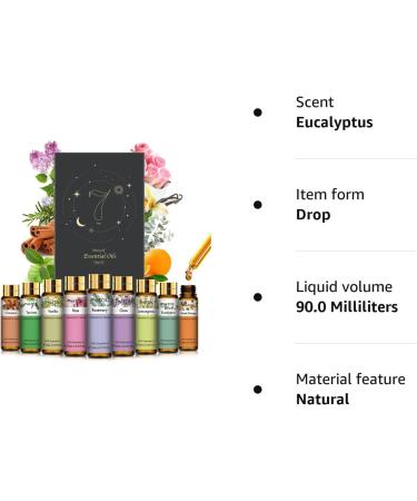 PHATOIL Top 9 Essential Oil Set - Pure Premium Grade Aromatherapy Oils for Diffuser, Candle Making, Skin & Hair - 10ml Gift Set - Buy Online on GoSupps.com