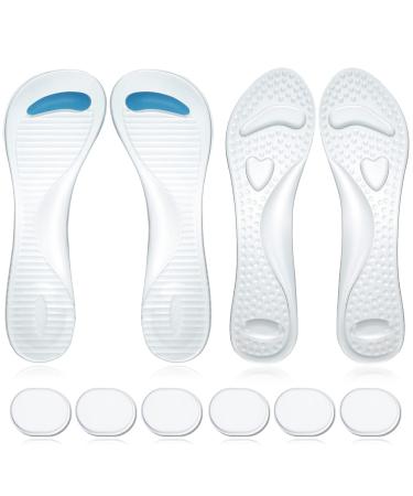 2 Pairs High Heel Cushion Inserts Women and 6 Pcs Gel Heel Pads  3/4 Insoles Transparent Shoe Fillers Clear Gel Shoe Inserts for Women and Self Adhesive Soft Silicone Heel Pads for Ladies Sandals