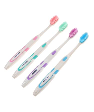 Goohochy 4 pieces toothbrushes soft fine toothbrushes two-layer toothbrush toothbrush clean oral toothbrush tooth hygiene oral hygiene nano toothbrush soft fur toothbrush bags stick