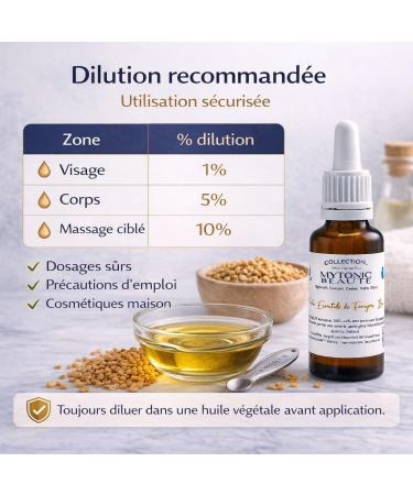 Huile Essentielle de Fenugrec Bio CO2 Pure (Trigonella foenum-graecum) - Qualit Cosm tique et Alimentaire - Compte gouttes et pipette gradu e - Mytonic Beaut (30ml) 30 ml (Lot de 1) - Buy Online on GoSupps.com