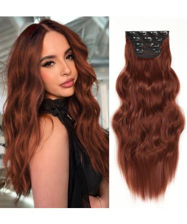 YDDM Hair Extensions Clip in Extensions Wavy hair extension with clips full of heads like real hair hair exension clips cheap clip extensions synthetic hair part for women (20 inch 4pcs) 20 inch 350#