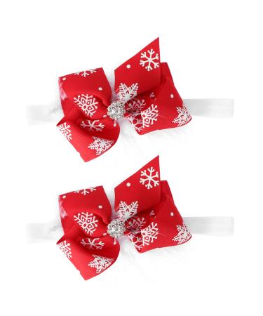 FRCOLOR 2pcs Christmas Baby Girl Headbands Snowflake Bow-knot Head Wraps Hairband Hair Accessories For Toddlers Infants Newborn