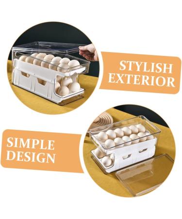 Yardenfun Egg Holder Box Refrigerator Holder Double-layer Capacity Egg Organizer Container Dispenser Kitchen Fridge Egg Storage - Buy Online on GoSupps.com